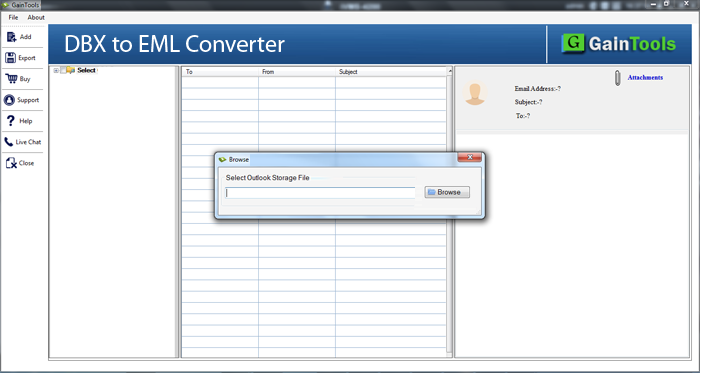 GainTools DBX to EML Converter screenshot