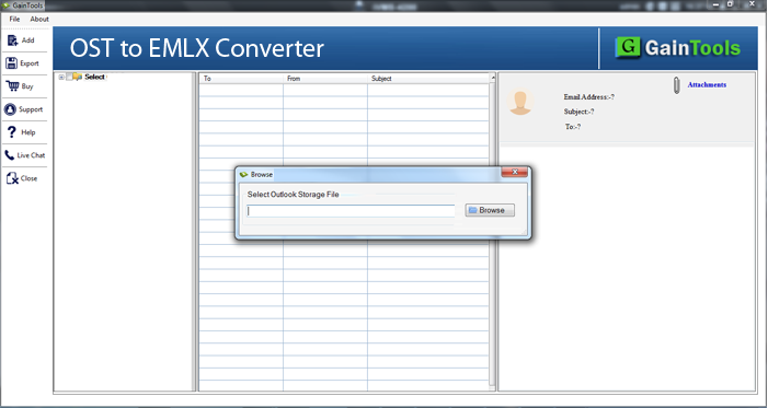 Gaintools OST to EMLX Converter screenshot