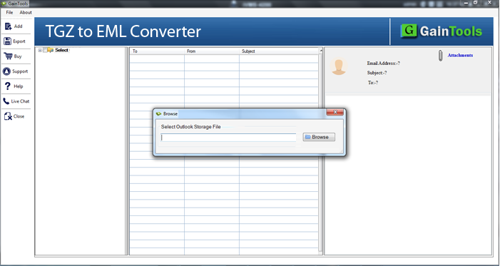 Windows 10 GainTools TGZ to EML Converter full