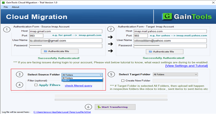 GainTools Cloud Migration Tool screenshot