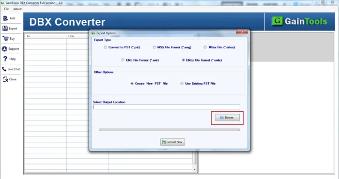 choose output location