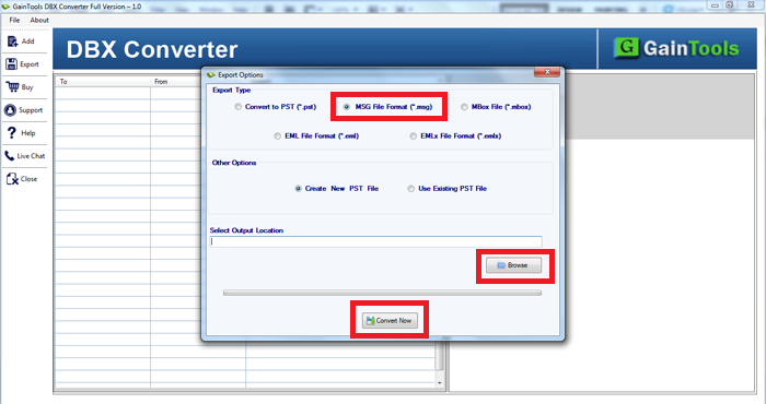 GainTools DBX to MSG Converter Tool Windows 11 download