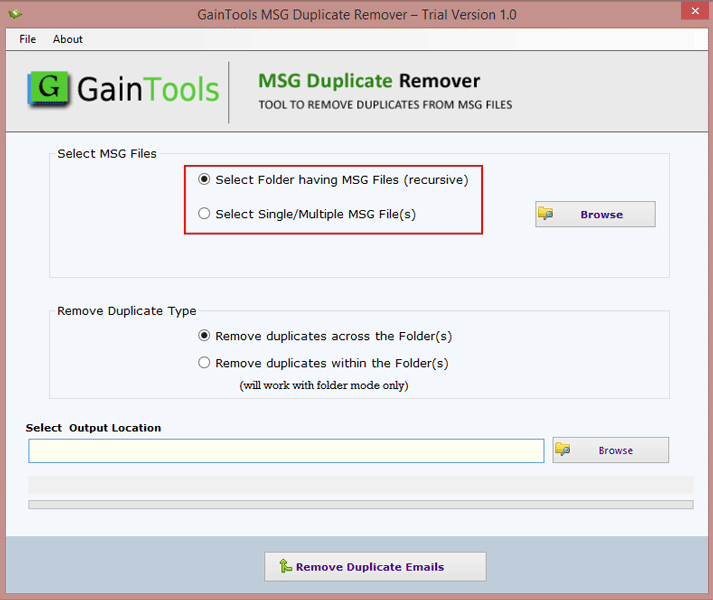 Windows 8 GainTools MSG Duplicate Remover full