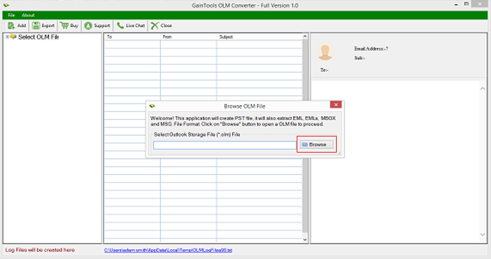 GainTools OLM Converter screenshot