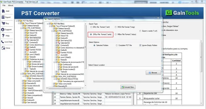 select emlx format