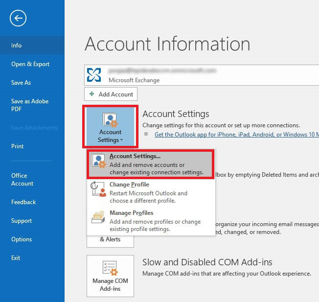 click account setting