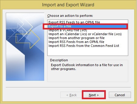 export file