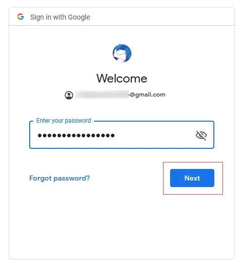 enter gmail password