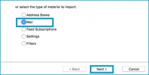 select mail option