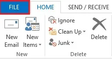 open outlook and go to file menu