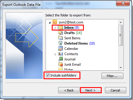 copy outlook email folder to thumb drive