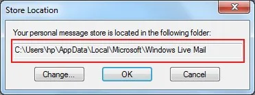 windows live mail storage location