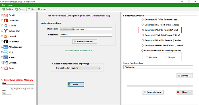 choose output option