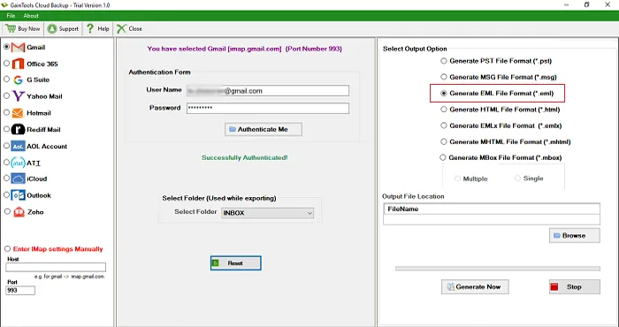 choose output option