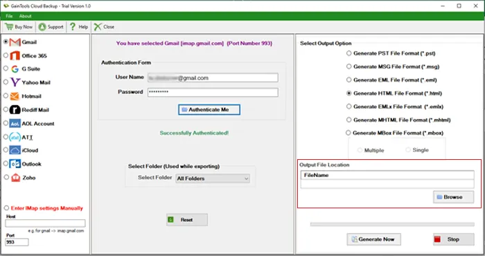 select output location