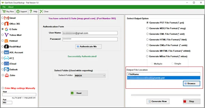 select output location