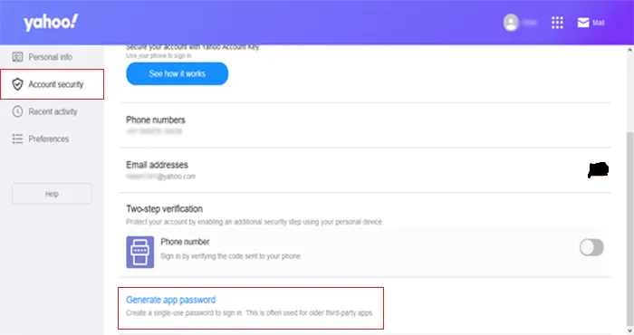 account security generate app password