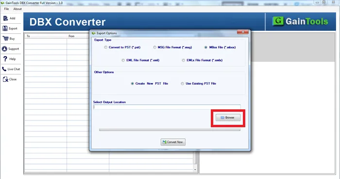 choose output location