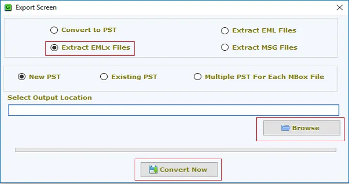 choose desired location mbox to emlx file