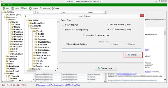 choose output location