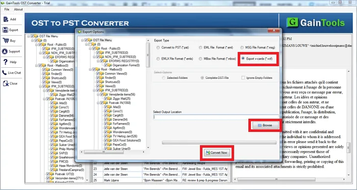 desired location and export ost to vcf