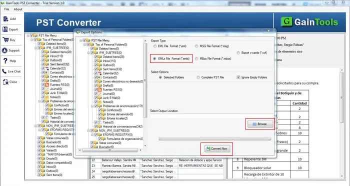 choose your desired location for pst to emlx file