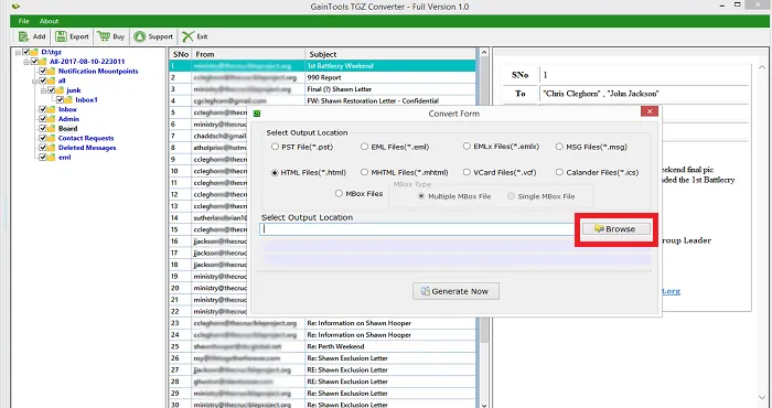 selection of output format